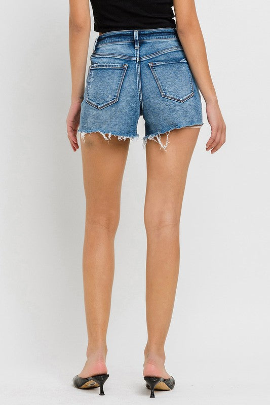 High Rise Raw Hem Denim Shorts, Vervet by Flying Monkey