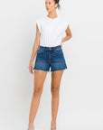 High Rise Slit Raw Hem A-Line Shorts, Vervet by Flying Monkey