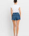 High Rise Slit Raw Hem A-Line Shorts, Vervet by Flying Monkey