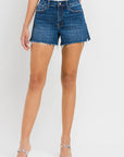 High Rise Slit Raw Hem A-Line Shorts, Vervet by Flying Monkey