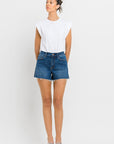 High Rise Slit Raw Hem A-Line Shorts, Vervet by Flying Monkey