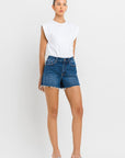 High Rise Slit Raw Hem A-Line Shorts, Vervet by Flying Monkey