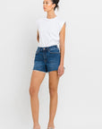 High Rise Slit Raw Hem A-Line Shorts, Vervet by Flying Monkey