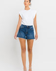 High Rise Slit Raw Hem A-Line Shorts, Vervet by Flying Monkey