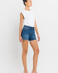 High Rise Slit Raw Hem A-Line Shorts, Vervet by Flying Monkey