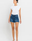 High Rise Slit Raw Hem A-Line Shorts, Vervet by Flying Monkey