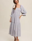 Ditzy Floral Embroidery Puff Sleeve Maxi Dress, Listicle