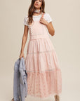 Laced and Tiered Romantic Overall Maxi Dress, Listicle