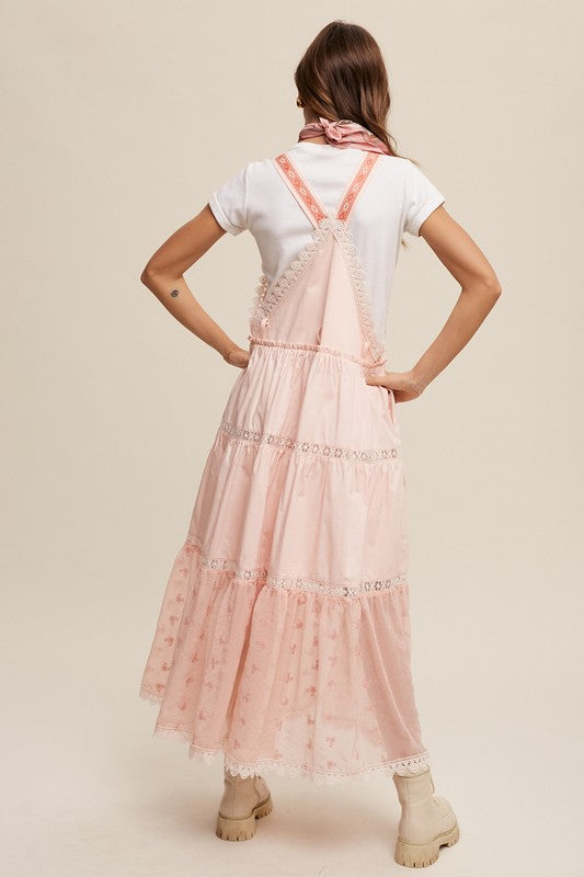 Laced and Tiered Romantic Overall Maxi Dress, Listicle