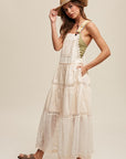 Laced and Tiered Romantic Overall Maxi Dress, Listicle