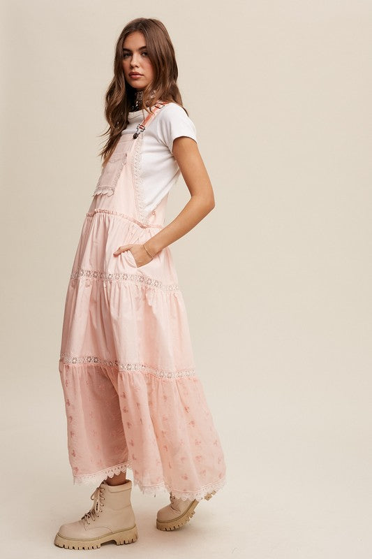 Laced and Tiered Romantic Overall Maxi Dress, Listicle