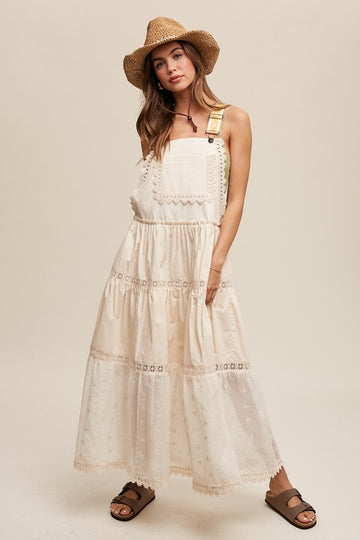 Laced and Tiered Romantic Overall Maxi Dress, Listicle