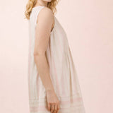 VERY J Striped Pintuck Detail Woven Mini Dress