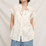 En Crème - Floral Embroidery Button Down Shirt