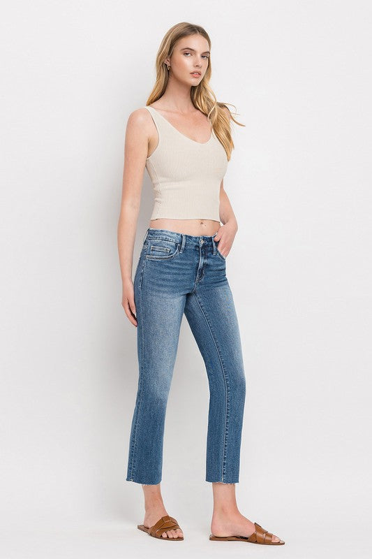 Mid Rise Crop Slim Straight Jeans, Vervet by Flying Monkey