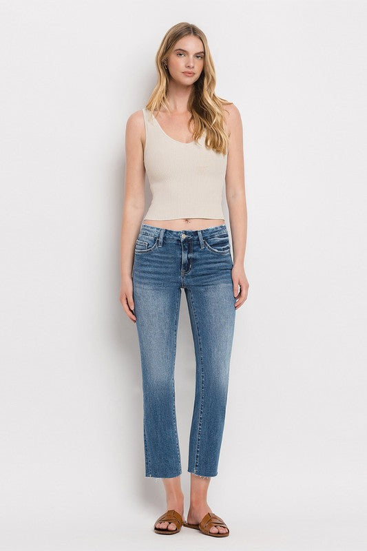 Mid Rise Crop Slim Straight Jeans, Vervet by Flying Monkey