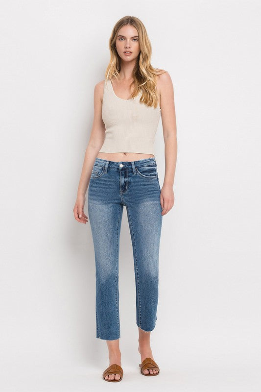 Mid Rise Crop Slim Straight Jeans, Vervet by Flying Monkey