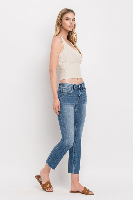 Mid Rise Crop Slim Straight Jeans, Vervet by Flying Monkey