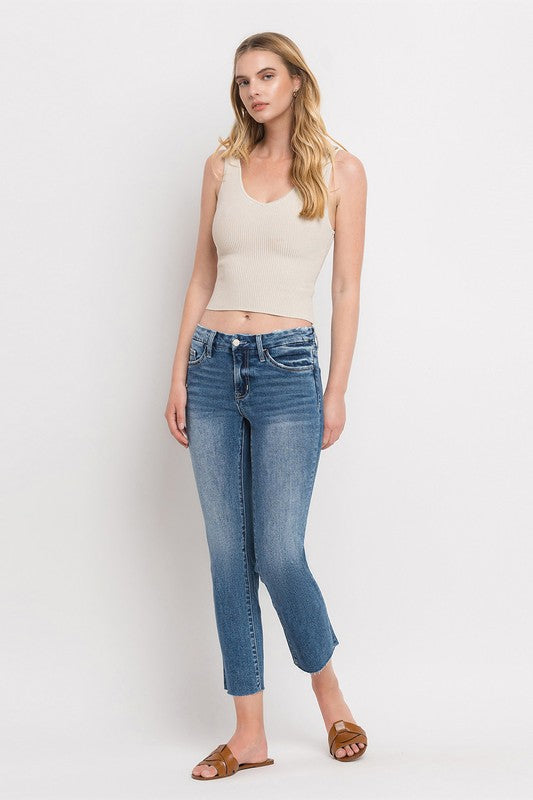 Mid Rise Crop Slim Straight Jeans, Vervet by Flying Monkey