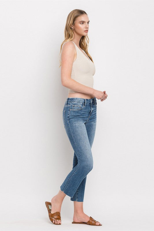 Mid Rise Crop Slim Straight Jeans, Vervet by Flying Monkey