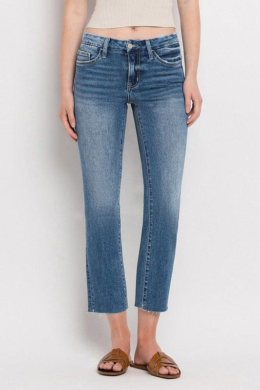 Mid Rise Crop Slim Straight Jeans, Vervet by Flying Monkey