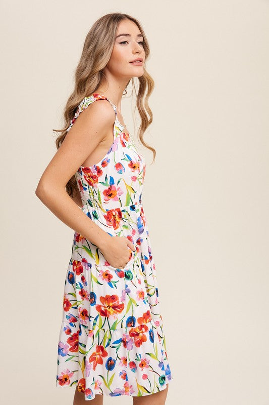 Flower Print Square Neck Dress, Listicle (online only)