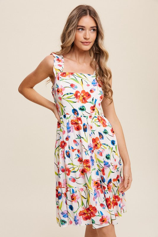 Flower Print Square Neck Dress, Listicle (online only)