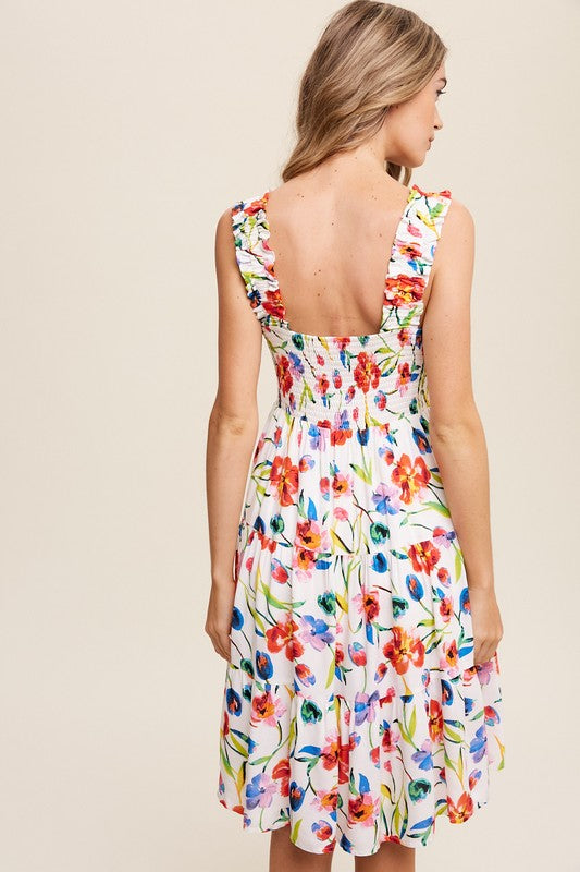 Flower Print Square Neck Dress, Listicle (online only)