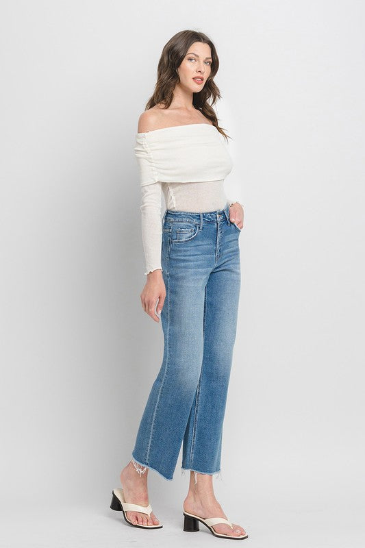 High Rise Ankle Slim Wide Jeans, Vervet by Flying Monkey