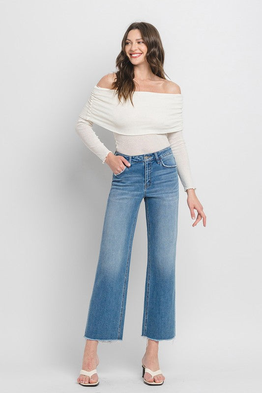 High Rise Ankle Slim Wide Jeans, Vervet by Flying Monkey