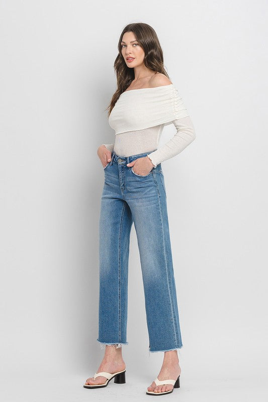 High Rise Ankle Slim Wide Jeans, Vervet by Flying Monkey