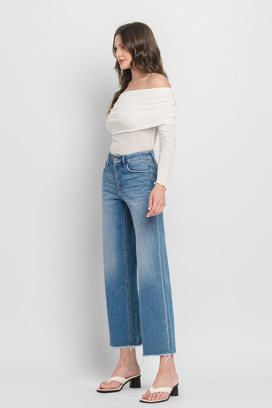 High Rise Ankle Slim Wide Jeans, Vervet by Flying Monkey