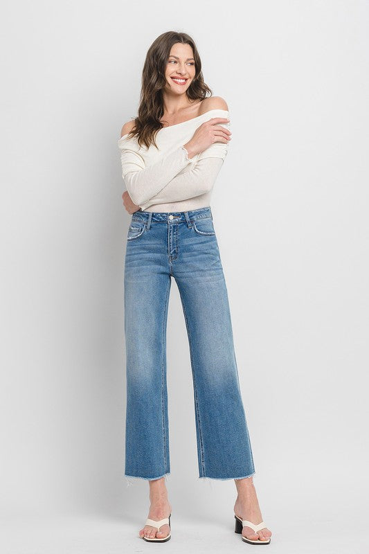 High Rise Ankle Slim Wide Jeans, Vervet by Flying Monkey