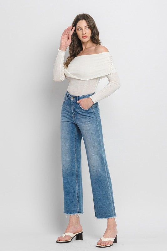 High Rise Ankle Slim Wide Jeans, Vervet by Flying Monkey