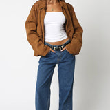 Olivaceous - Mia Faux Suede Jacket