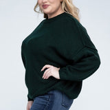 Oversized Raw Seam Melange Sweater, Zenana (Plus size only)