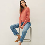 Be Cool - V-NOTCH STITCH CREW NECK SWEATER