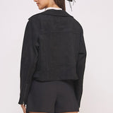 PLUS BELTED LONG SLEEVE ZIPPERED SUEDE MOTO JACKET, Jade by Jane
