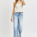 RISEN Tummy Control High Rise Crop Wide Leg Jeans (Plus size)