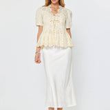 Current Air - Tie Front Eyelet Embroidered Blouse