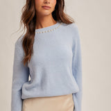Jewel Neck Sweater, Hem and Thread