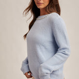 Jewel Neck Sweater, Hem and Thread
