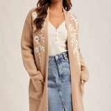 Floral Embellished Coatigan, Hem and Thread