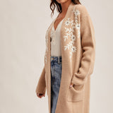 Floral Embellished Coatigan, Hem and Thread