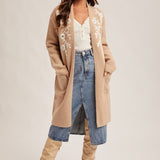 Floral Embellished Coatigan, Hem and Thread