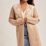 Floral Embellished Coatigan, Hem and Thread