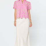 Eyelet Embroidered Short Sleeve Shirt, Current Air