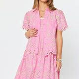 Eyelet Embroidered Short Sleeve Shirt, Current Air