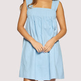 Lost + Wander - Costal Voyage Mini Dress - Summer Light Blue Linen Blend