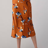 Hashttag - Floral Print Satin Bias Skirt